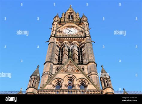 Manchester City Council clock tower. Local government town hall ...