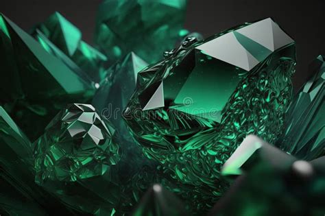 3d , Abstract Green Crystal Background, Faceted Texture, Emerald Gem ...