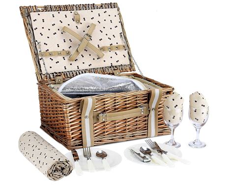 Personalized Willow Picnic Basket Set for 2 or 4 Persons With - Etsy