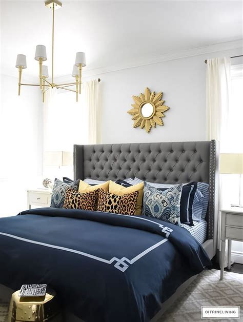 CITRINELIVING - SHOP MY BEDROOM | Grey and gold bedroom, Gold bedroom, Blue and gold bedroom