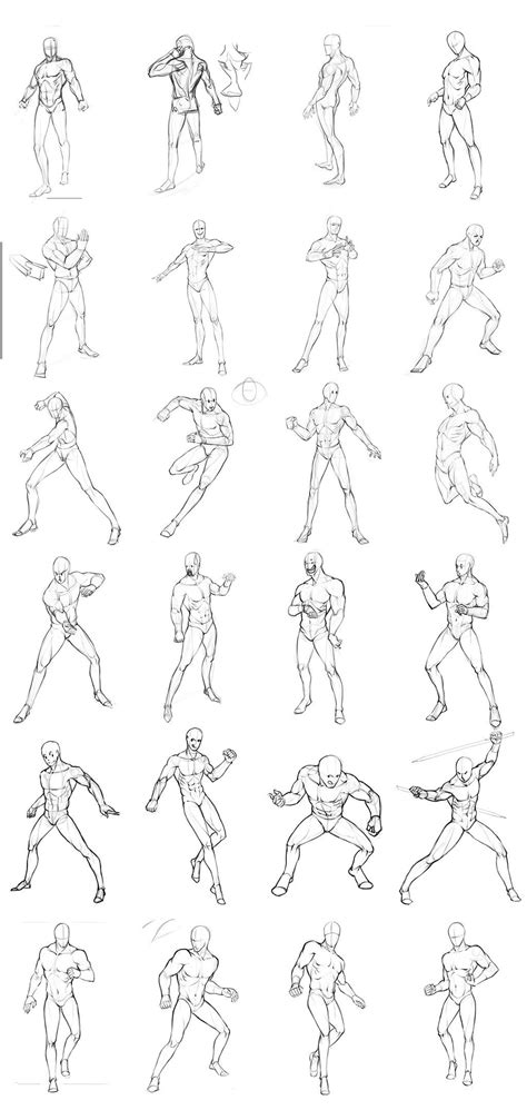 male poses chart 02 by THEONEG on DeviantArt Drawing Poses Male, Male ...