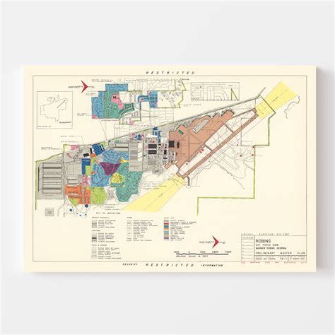 Vintage Map of Robins Air Force Base, 1952 by Ted's Vintage Art