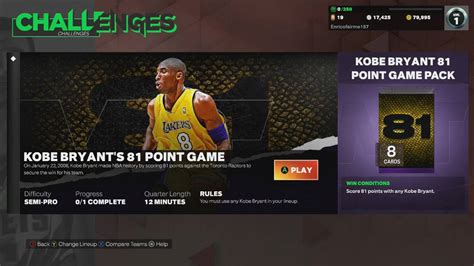 NBA 2K23 Kobe Bryant 81 Point Challenge - Hold to Reset