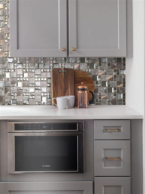 Glass Metal Gray Copper Mosaic Backsplash Tile | Backsplash.com