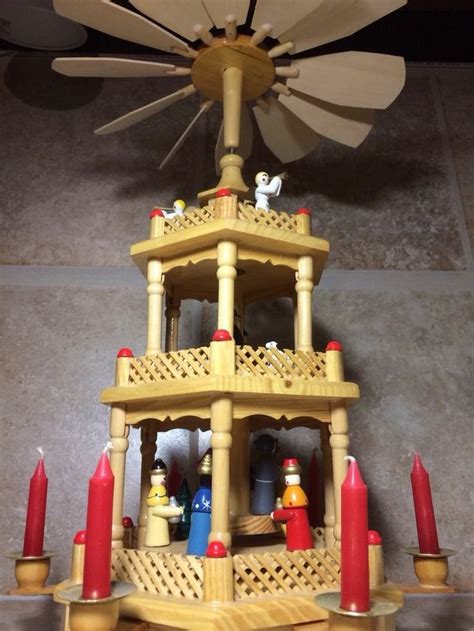 3 Tier German Christmas Pyramid -- CANDLE Windmill NATIVITY