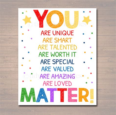 YOU MATTER Classroom Printable Counseling Office Poster | Etsy | Counselor office, Counseling ...