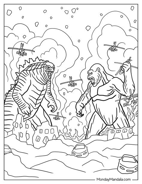 Godzilla Vs. Kong Coloring Pages Printable Coloring Pages