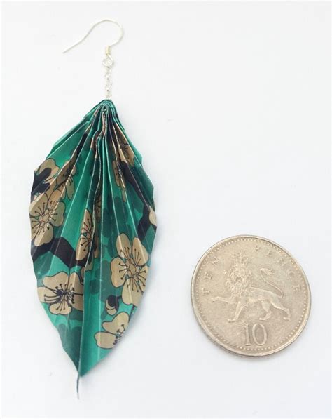 Origami Leaf Earrings Handmade Origami Earrings Paper - Etsy