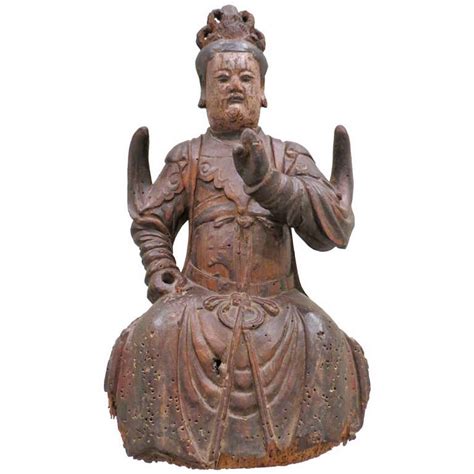 Wood Ming Dynasty Sculpture of a Deity For Sale at 1stDibs