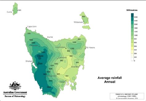 Average annual rainfall in Tasmania | Download Scientific Diagram