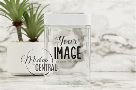 Clear Glass Storage Container Label Mockup Photo JPG