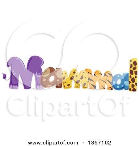 Clipart of a Colorful Mammal Word with Animal Prints - Royalty Free Vector Illustration by BNP ...