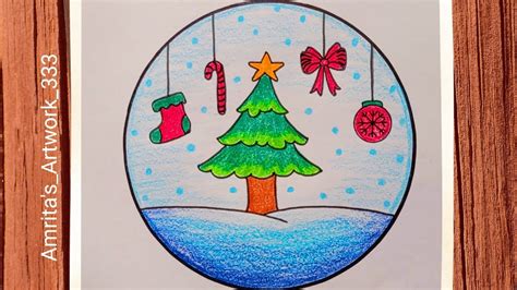 Merry Christmas Drawing | Christmas Poster making | Christmas Tree Drawing - YouTube