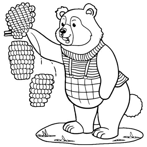 Big Bear and Honeycomb Children Coloring Page · Creative Fabrica