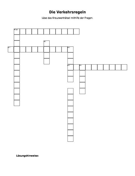 Kreuzworträtsel "Die Verkehrsregeln " als PDF (Arbeitsblatt) | Schulraetsel.de