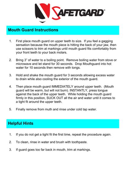 Mouth Guard Instructions - INTENSITY MARTIAL ARTS