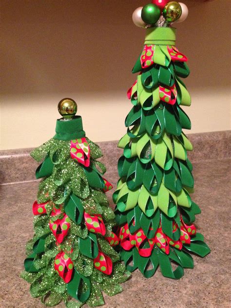 Ribbon tree Cone Christmas Trees, Cone Trees, Ribbon On Christmas Tree ...