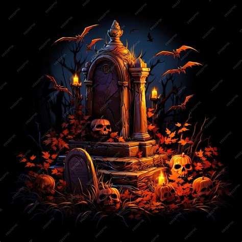 Premium AI Image | Halloween background with pumpkin in a spooky ...