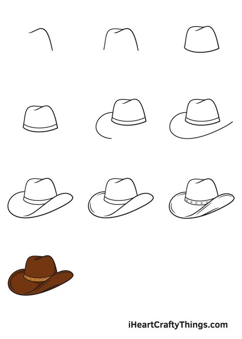 Cowboy Hat Drawing — How To Draw A Cowboy Hat Step By Step