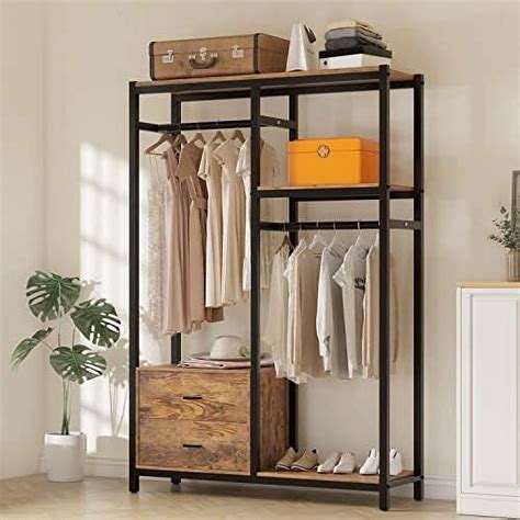 RUNFAYBIU Free Standing Closet Organizer with Drawers and Hooks Heavy ...