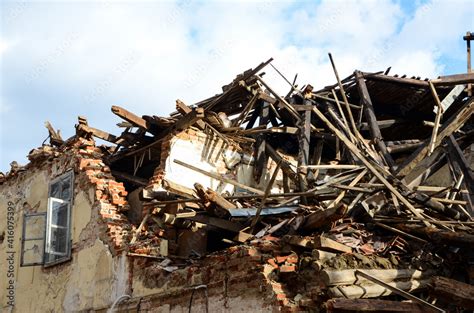 Strong earthquake hit Croatia. Damaged buildings in Petrinja. Ruined ...