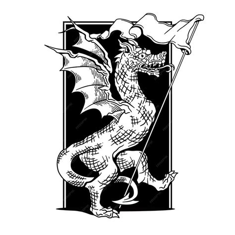 Premium Vector | Dragon flag