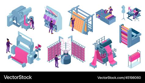 Textile mill industry icons Royalty Free Vector Image