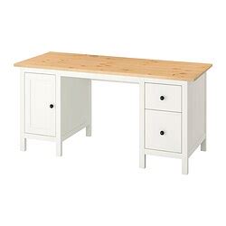 HEMNES desk white stain/light brown 155x65 cm | IKEA Latvija