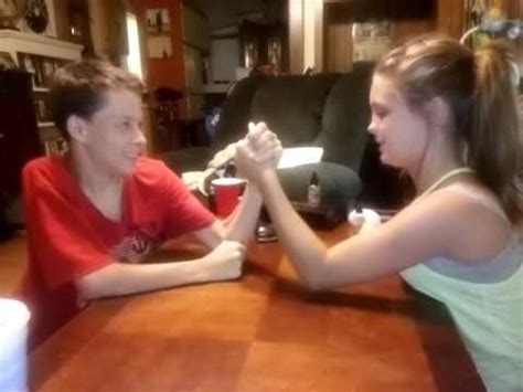 9 Year Old Sister Beats 13 Year Old Brother At Arm Wres... | Doovi