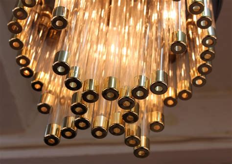 Mid-Century Modern Chrome and Glass Tube Chandelier For Sale at 1stDibs