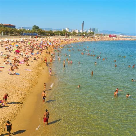 La Nova Mar Bella Beach, in Barcelona, Spain Editorial Stock Photo ...