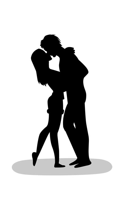 silhouette image illustration, kissing couple 3513575 Vector Art at ...