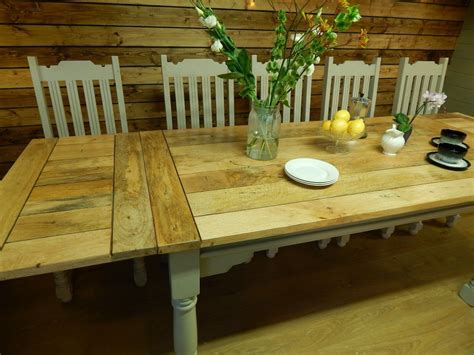 Large Extending Rustic Oak Style Painted Dining Table Bench Chairs 10-12 Seater | eBay