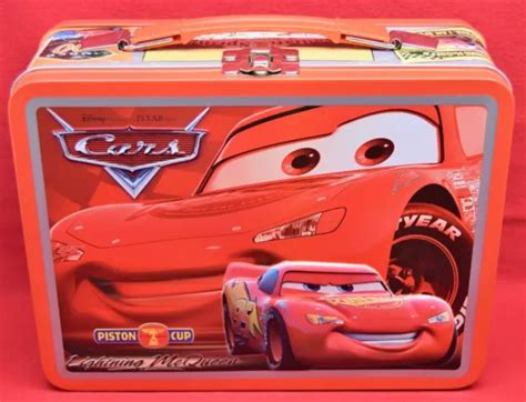 NEW DISNEY PIXAR Cars Lightning McQueen Piston Cup TIN METAL LUNCHBOX ...