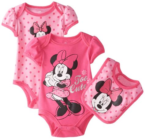 Amazon.com: Disney Baby-Girls Minnie Mouse 3 Piece Soft Bodysuit and Bib Set: Clothing | Disney ...