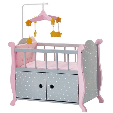 Olivia's Little World - Polka Dots Princess Baby Doll Nursery Bed with Cabinet, Grey - Walmart.com