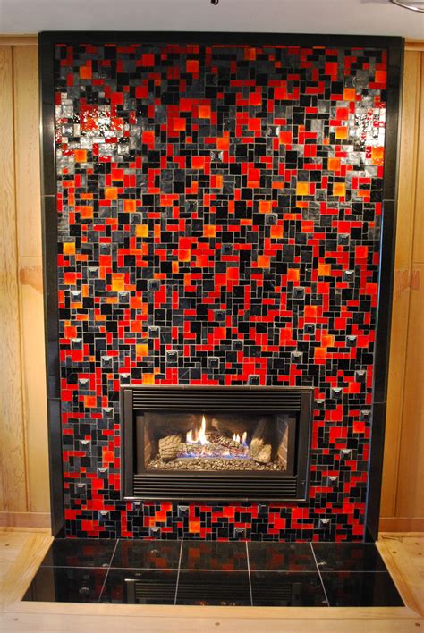 Glass Tile Fireplace | Glass tile fireplace, Cozy fireplace, Fireplace tile