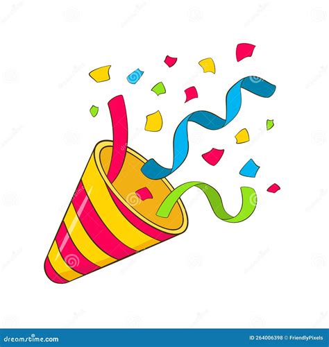 Party Popper with Confetti. Cartoon Stock Vector - Illustration of greeting, blue: 264006398