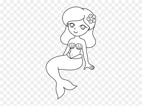 Cute Colorable Mermaid Design Free Clip Art - Easy Mermaid Coloring ...