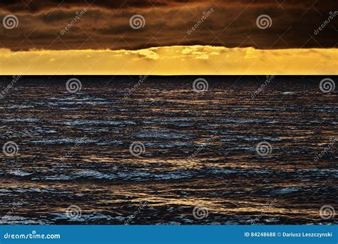 Seascape at Sunset with Stunning Nimbostratus Cloud Formation Over the Baltic Sea. Stock Photo ...