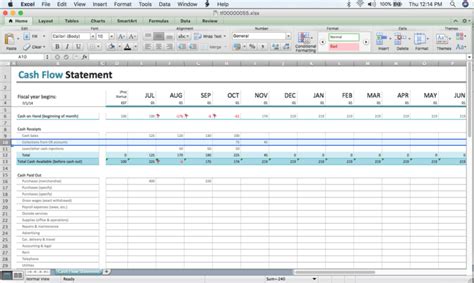 A Beginner's Cash Flow Forecast: Microsoft's Excel Template with Cash ...