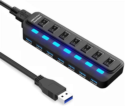 USB Hub 7-Port USB 3.0 Hub with Individual LED Power: Amazon.co.uk: Electronics