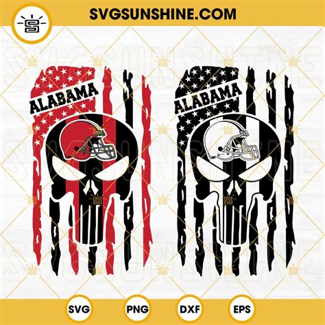 Alabama Football SVG, Alabama USA Flag SVG, Alabama Football Skull SVG PNG DXF EPS Cricut Silhouette