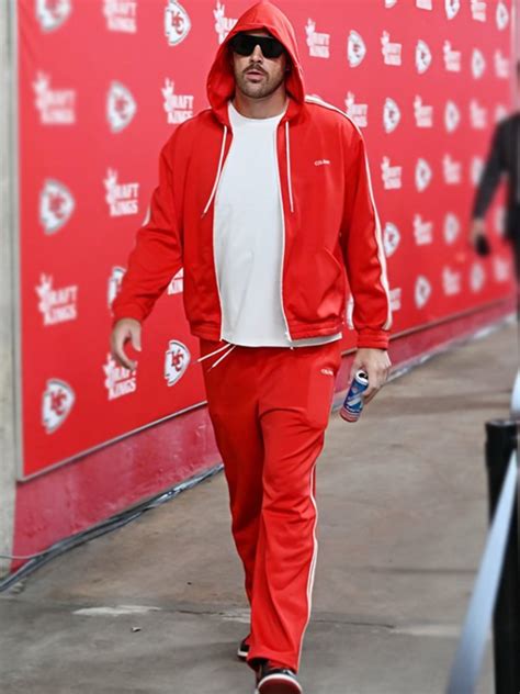 Travis Kelce Sweatshirt | Travis Kelce Red Track Jacket