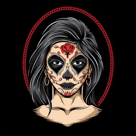 Premium Vector | Sugar skull girl vector art