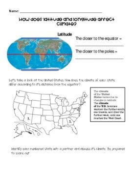 Latitude and Climate Worksheet by HeyMrsHoward | TPT