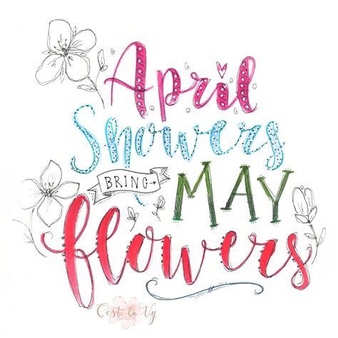 April showers bring may flowers Handlettering quote Brushpen Flowers | Flower quotes ...