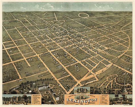 Antique Map of Lexington Kentucky by A. Ruger - 1871 Drawing by Blue ...