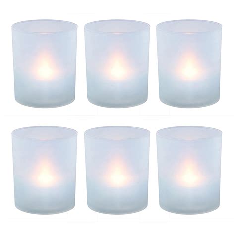 Lumabase Flameless Votive Candles 2.25 in. Warm White Plastic Frosted Holders (6 Count)-81806 ...