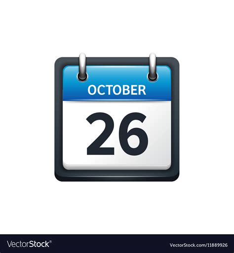 October 26 Calendar icon flat Royalty Free Vector Image